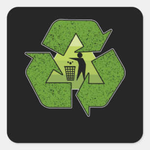 Pegatina Cuadrada Círculo de Papelera para proteger nuestro planeta