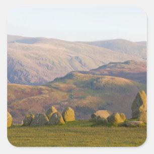 Pegatina Cuadrada Círculo de piedras de Castlerigg, Distrito de los