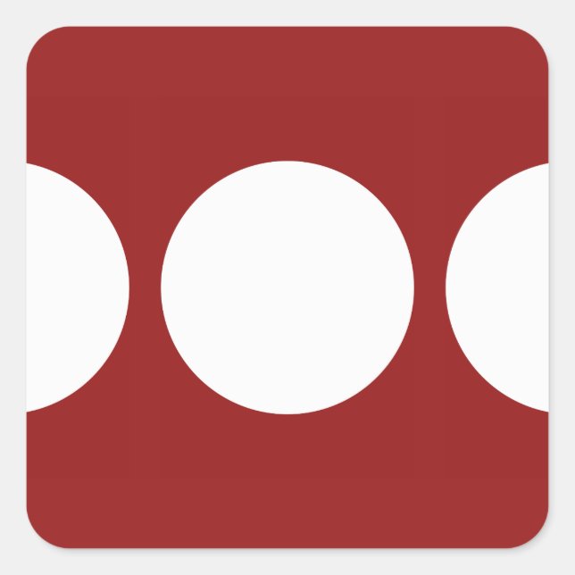 Pegatina Cuadrada Círculos blancos en rojo (Anverso)