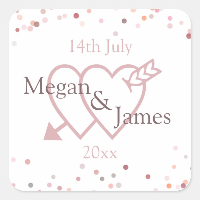 Pegatina Cuadrada Círculos confetti rosados (Anverso)