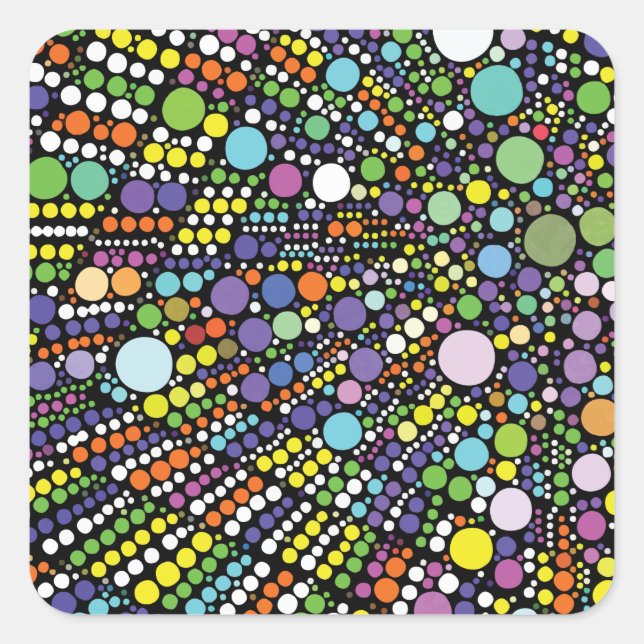 Pegatina Cuadrada Círculos geométricos coloridos (Anverso)