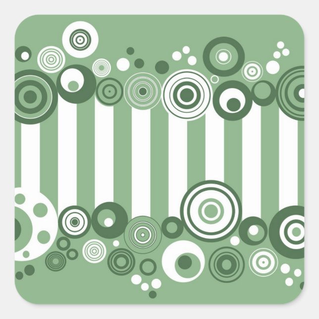 Pegatina Cuadrada Círculos retro (Anverso)