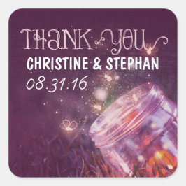 Pegatina Cuadrada ciruela gracias pegatinas con frascos de caramelo