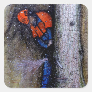 Pegatina Cuadrada Cirujano arborista husqvarna
