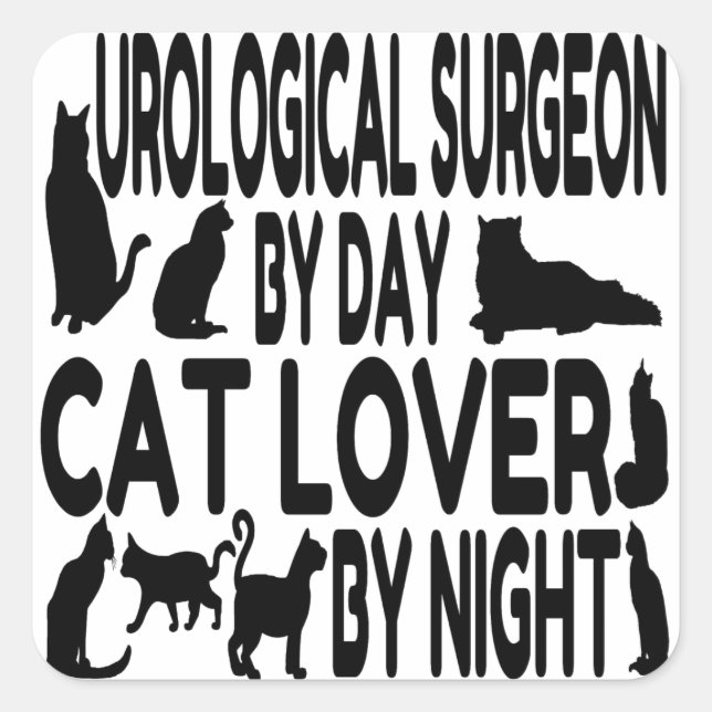 Pegatina Cuadrada Cirujano Urológico Cat Lover (Anverso)