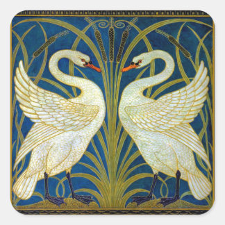 Pegatina Cuadrada Cisnes Art Deco