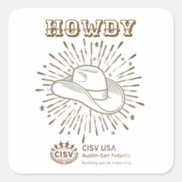 Pegatina Cuadrada CISV Austin Howdy