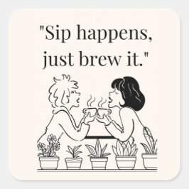Pegatina Cuadrada cita de café