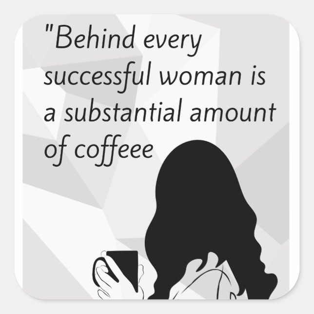 Pegatina Cuadrada cita de café (Anverso)