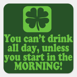 Pegatina Cuadrada Cita de cerveza verde del Día de San Paddys