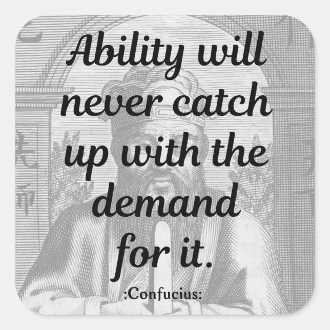 Pegatina Cuadrada Cita de Confucio (Anverso)