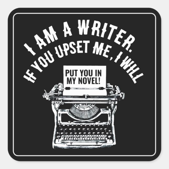 Pegatina Cuadrada Cita de escritor humorístico (Anverso)