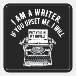 Pegatina Cuadrada Cita de escritor humorístico