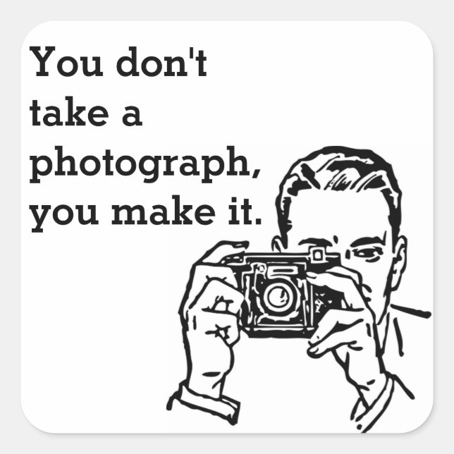 Pegatina Cuadrada Cita de Fotografía (Anverso)