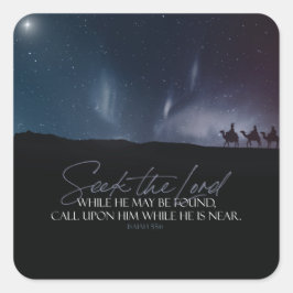 Pegatina Cuadrada Cita de la Biblia Magi para navidades