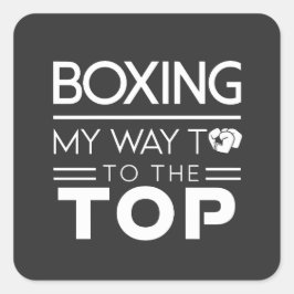 Pegatina Cuadrada Cita de motivación de boxeo tipografía minimal aud
