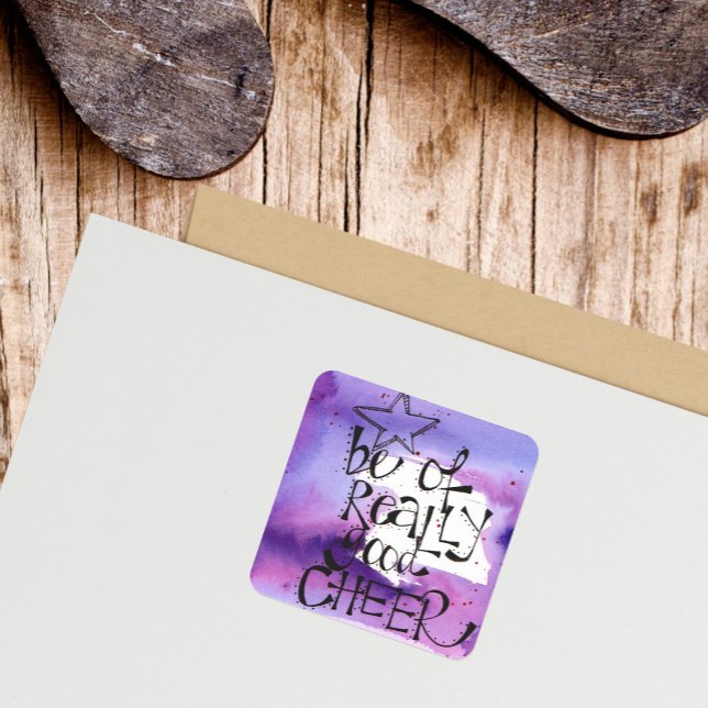 Pegatina Cuadrada Cita de Navidades caprichosos (Be of Good Cheer Christmas Sticker)