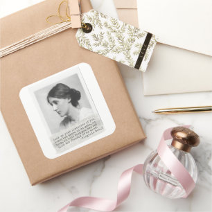 Pegatina Cuadrada Cita de Virginia Woolf - íconos de la historia de 