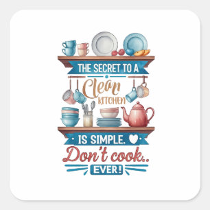 Pegatina Cuadrada Cita divertida con gabinete de cena