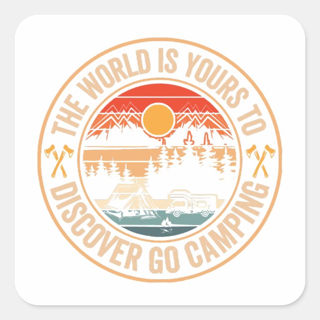 Pegatina Cuadrada Cita divertida de Camping Campfire Smores (Anverso)