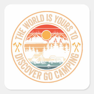 Pegatina Cuadrada Cita divertida de Camping Campfire Smores