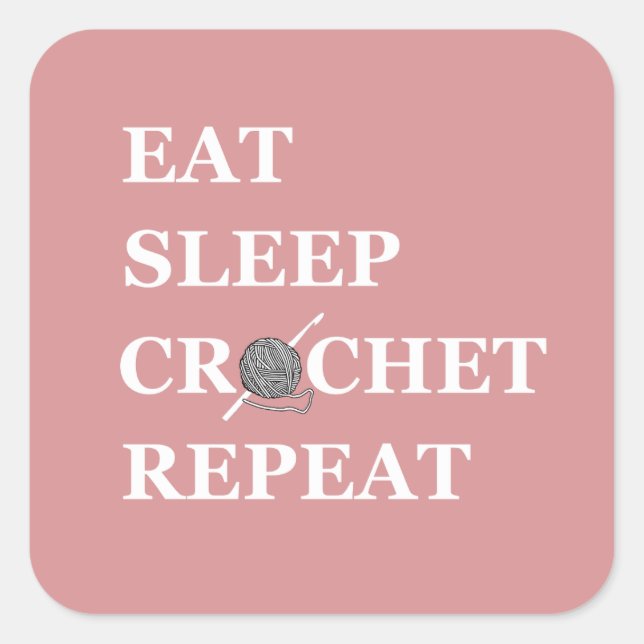 Pegatina Cuadrada Cita divertida de crochet tejiendo un regalo (Anverso)