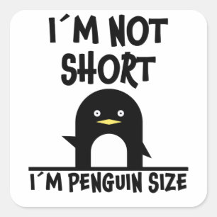 Pegatina Cuadrada Cita divertida de pingüino pequeño regalo de pin