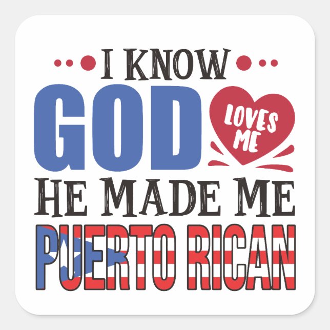 Pegatina Cuadrada Cita divertida del Patrimonio de Puerto Rico (Anverso)