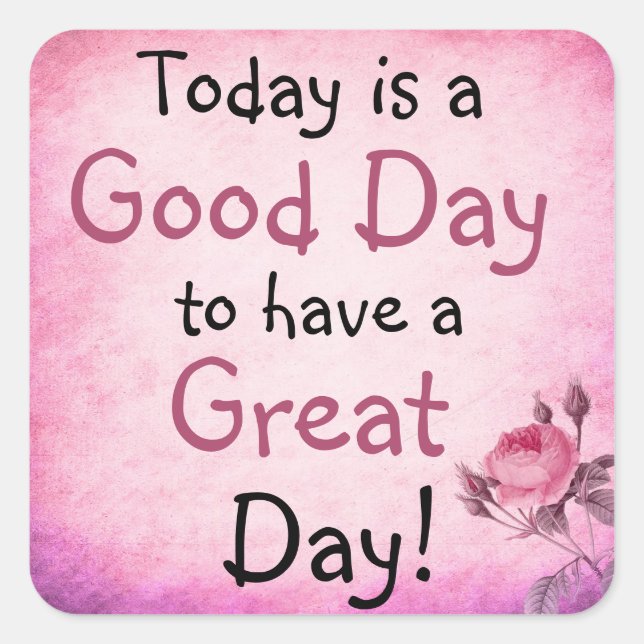 Pegatina Cuadrada Cita inspiradora Gran Día Pegatinas Rosa Rosa (Anverso)