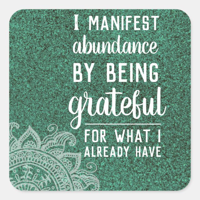 Pegatina Cuadrada Cita inspiradora ley motivacional de atracción (Anverso)