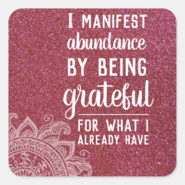 Pegatina Cuadrada Cita inspiradora ley motivacional de atracción