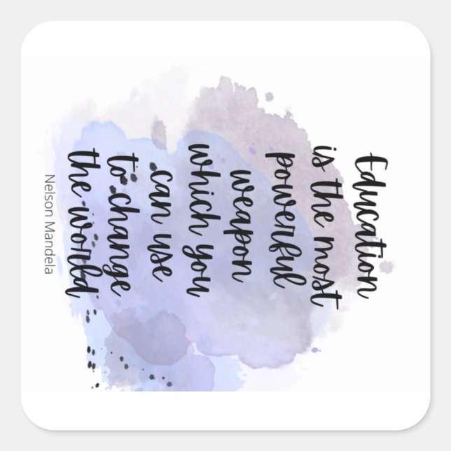 Pegatina Cuadrada Cita inspiradora sobre educación (Anverso)