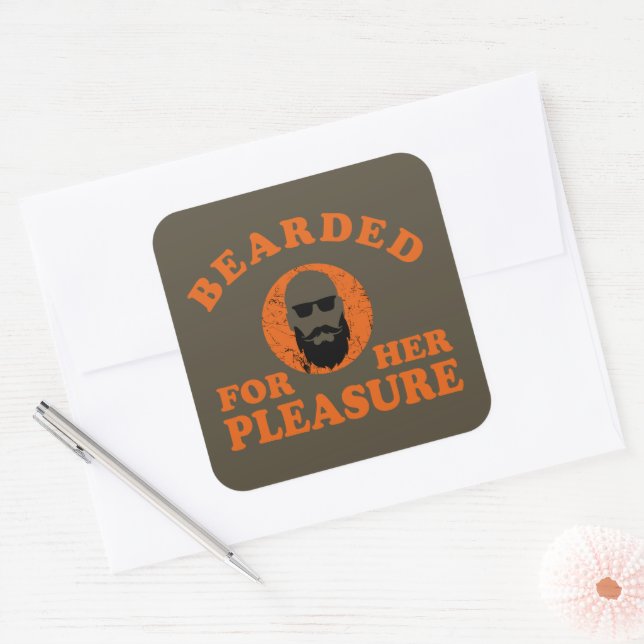 Pegatina Cuadrada Citas con barba divertidas barbas diciendo regalos (Sobre)