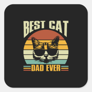 Pegatina Cuadrada Citas de abuelo   Mejor Papá Gato
