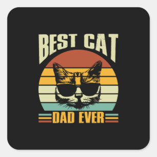 Pegatina Cuadrada Citas de abuelo   Mejor Papá Gato