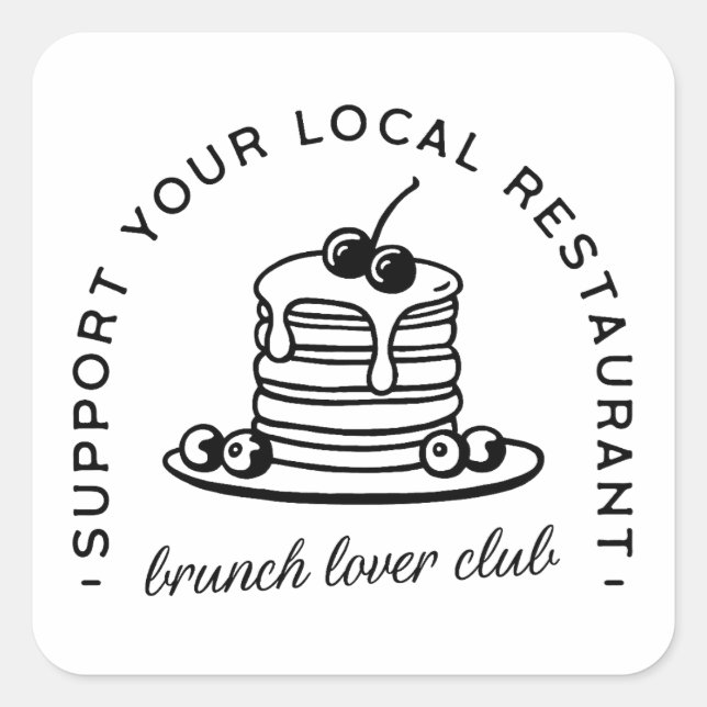 Pegatina Cuadrada Citas de amante de los panqueques de brunch (Anverso)