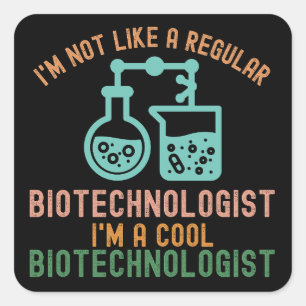Pegatina Cuadrada Citas de biotecnología, Estudiante de biotecnologí