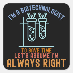 Pegatina Cuadrada Citas de biotecnología, Estudiante de biotecnologí