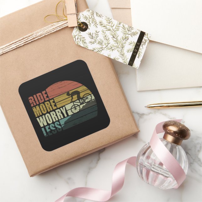 Pegatina Cuadrada Citas de ciclismo motivacionales (Regalar)