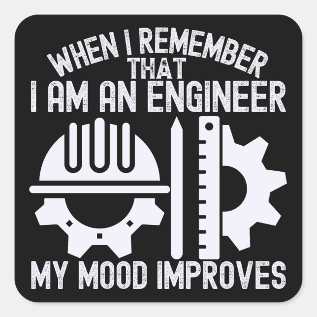 Pegatina Cuadrada Citas de ingeniería, mujeres en ingeniería (Anverso)