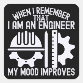 Pegatina Cuadrada Citas de ingeniería, mujeres en ingeniería