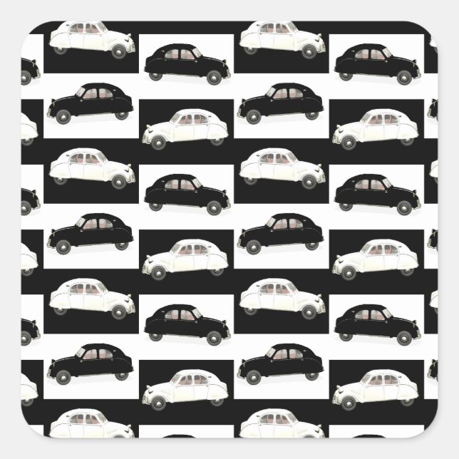 Pegatina Cuadrada Citroen 2CV (Anverso)