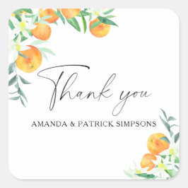 Pegatina Cuadrada Citrus - Agradecimiento de Boda