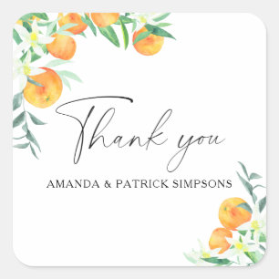 Pegatina Cuadrada Citrus - Agradecimiento de Boda