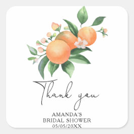 Pegatina Cuadrada Citrus - Agradecimiento de Boda