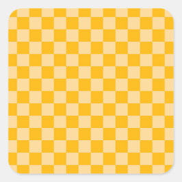 Pegatina Cuadrada Citrus cream checkered board pattern