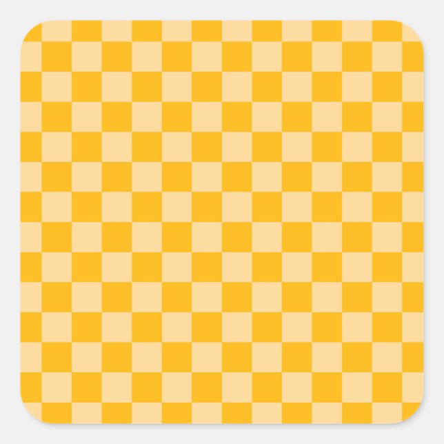 Pegatina Cuadrada Citrus cream checkered board pattern (Anverso)