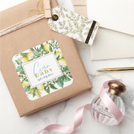 Pegatina Cuadrada Citrus Lemon Baby Shower