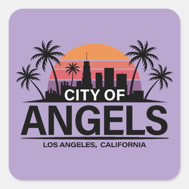 Pegatina Cuadrada City of Angels, Los Angeles, California (Anverso)