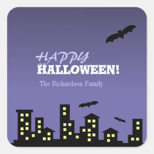 Pegatina Cuadrada Cityscape Halloween